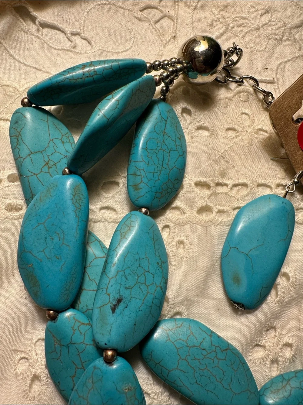 paparazzi Zi Turquoise Blue Multi-Strand Beaded Necklace with Drop Earrings